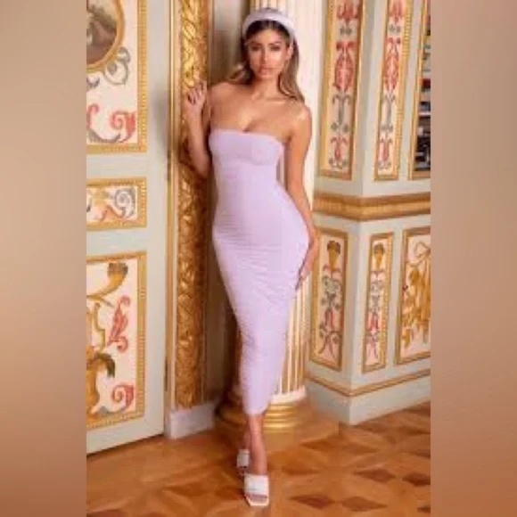 Oh Polly Keep It Simple Ruched Midaxi Dress/Lilac Lavendar, 33913 - Picture 3 of 14